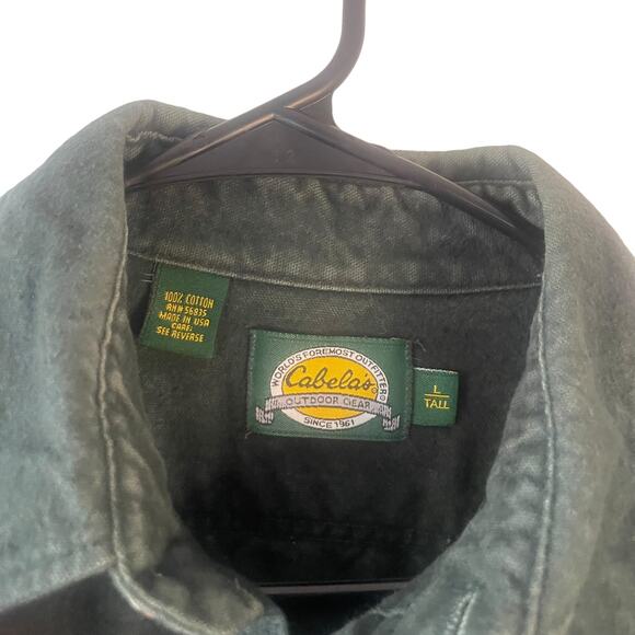 Cabela's Men's Size Large Tall Green Flannel Heavy Outdoor Button Up - Picture 4 of 9